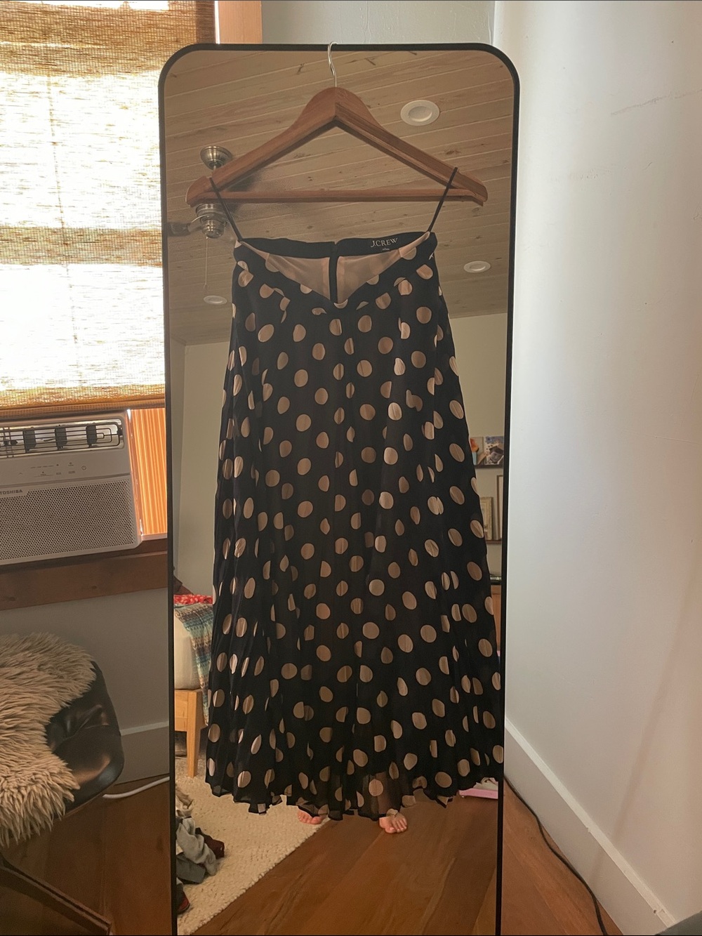 J. Crew Black Maxi Skirt with Cream Polka Dots